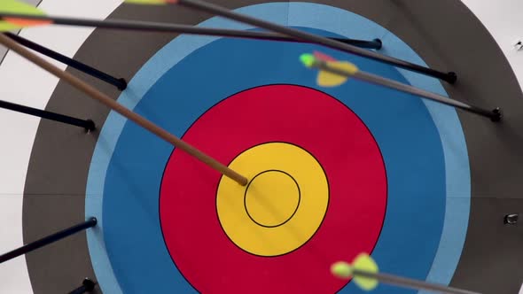 An arrow hitting the center of a target.