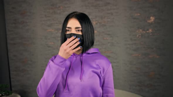 Scared Young Woman Removes Protective Mask To Find Out Her Mouth Is Duct Tapered