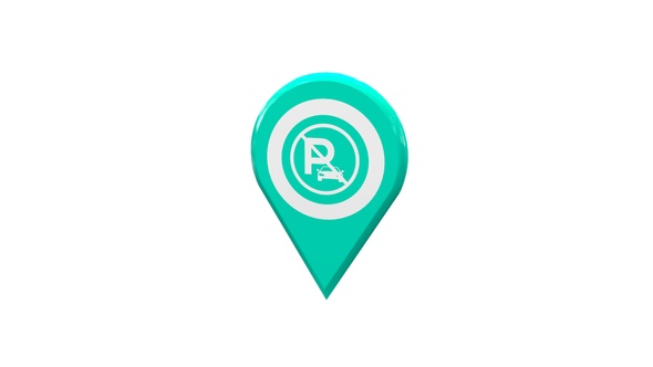 Map Location Pin With No Parking Icon Cyan V8