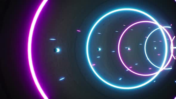 Neon Color Particles Tunnel 4K