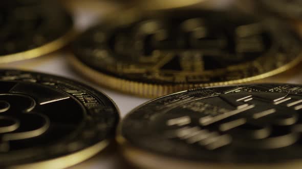 Rotating shot of Bitcoins 