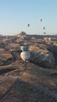 Balloons in Cappadocia Vertical Video Slow Motion