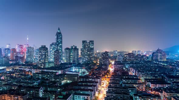 Time lapse of cityscape in nanjing city