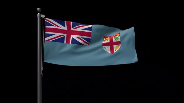 Fiji Flag On Flagpole With Alpha Channel