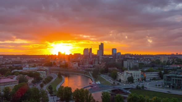 Vilnius, Lithuania: Sunset in downtown Vilnius, time-lapse