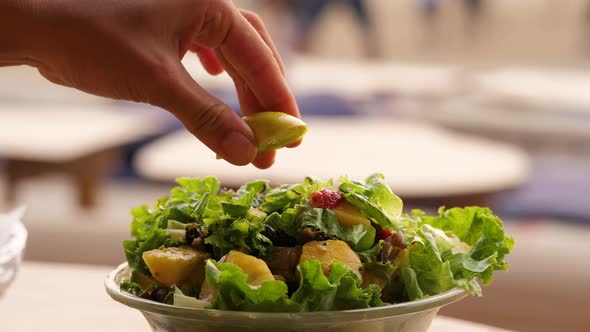 Green Vegan Salad From Green Leaves Mix and Vegetables