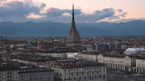 Turin, or Torino, Cityscape Time Lapse in Piedmont, Italy