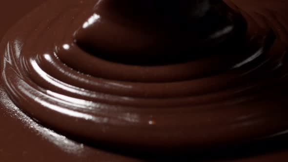 Pouring Premium Dark Melted Hot Chocolate Process of Making Confectionery Sweet Desserts Icing