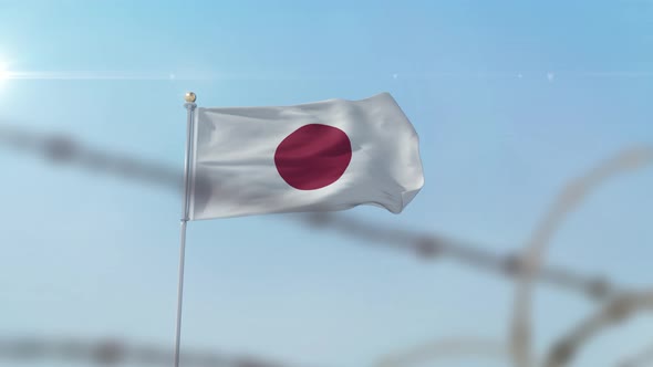 Japan Flag Behind Border