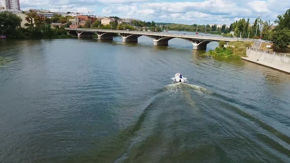 Flying Over City River