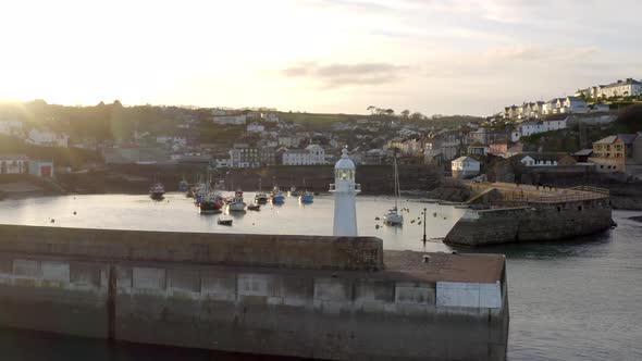 Mevagissey Harbour in Cornwall at Sunset