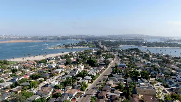 Aerial View of Mission Bay and Beaches in San Diego, California, USA