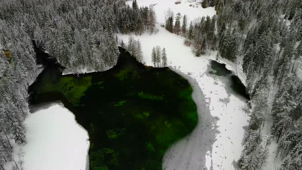 Beautiful view on an Lake with Mountains in Schiederweiher in Upper Austria Drone Video