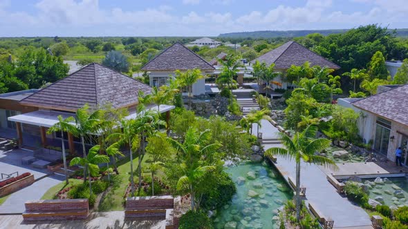 Tranquil setting of villas among water features; Los Establos, Cap Cana