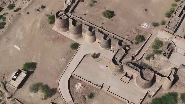 An aerial view of Derawar fort in day time