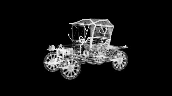 Wireframe Old car with antique style