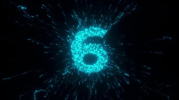 6 Number With Futuristic Particles Hd