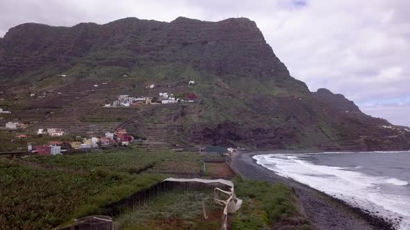 Drone view of the cost and banana plantations of Gomera - Canary Islands