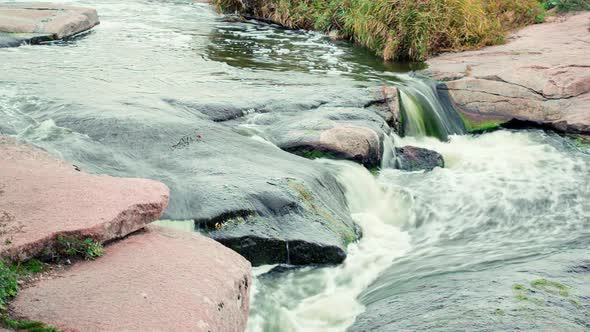 Beautiful Mountain River Flowing Over Rocks