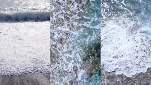 Three in One Vertical Video of the Sea Near the Shore