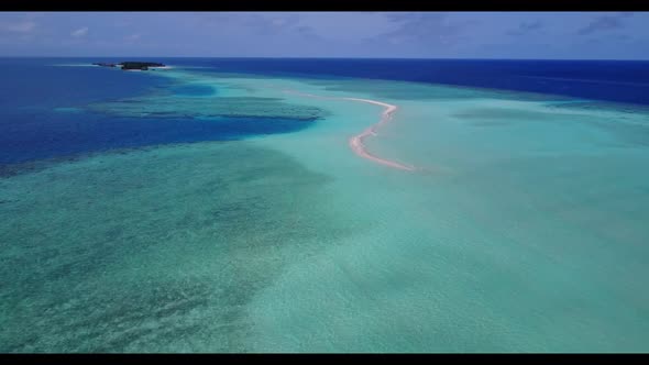 Aerial drone view nature of exotic coastline beach trip by blue sea with bright sandy background of 