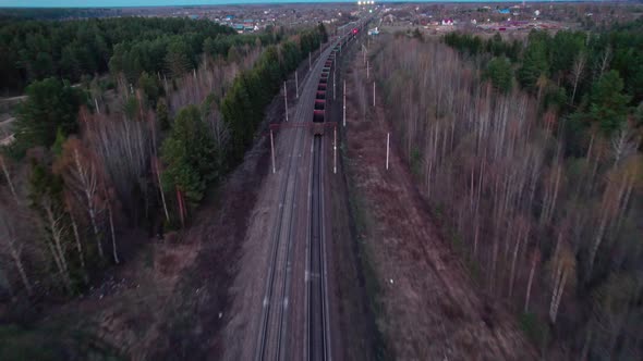 A Freight Train Withj Empty Car Wagons