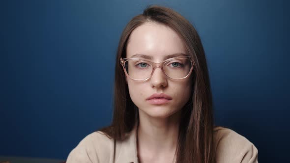 Portrait Confident Young Attractive Businesswoman Looking at Camera Serious Successful Beautiful 