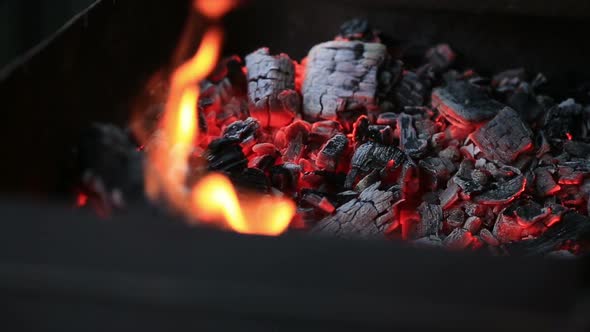 Burning coals, Glowing Charcoal Background