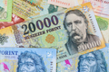 Assortment of Hungarian forints, providing a detailed view of their different face values. - PhotoDune Item for Sale