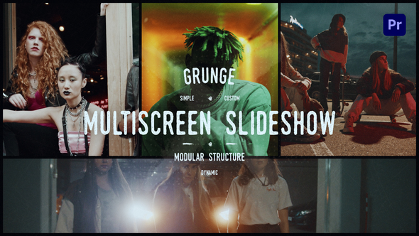 Grunge Grid Multiscreen Slideshow | Premiere Pro