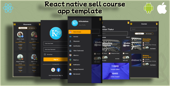 Buy sell course react native app template
