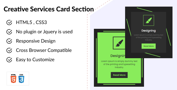 Creative Services Card Section - HTML CSS