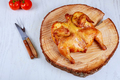 Whole grilled BBQ roasted chicken on a wooden board - PhotoDune Item for Sale