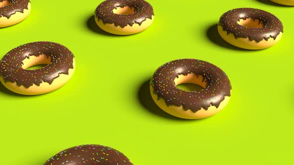 Chocolate Donuts Top View Able To Loop Seamless