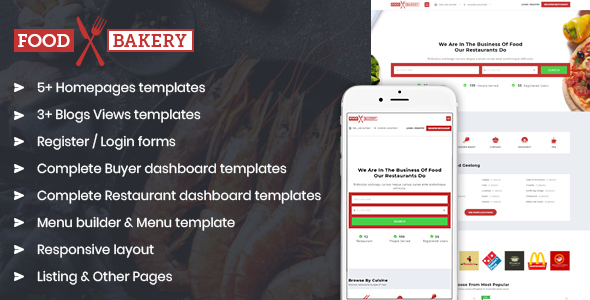 FoodBakery | Food Delivery Single & Multiple Restaurant Template