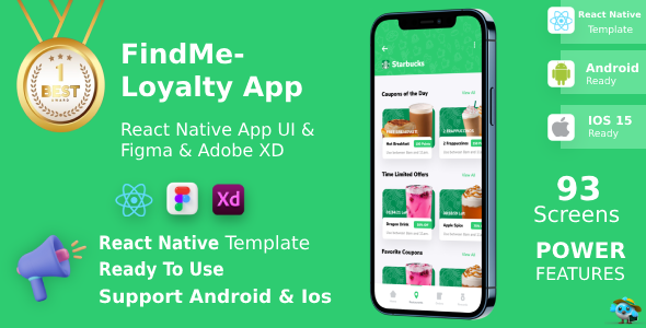 Loyalty App | React Native | Figma + XD FREE | Life Time Update | FindMe
