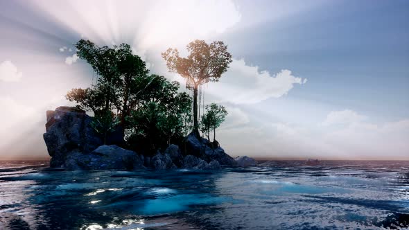 Rocky Island with Trees As Ocean alt