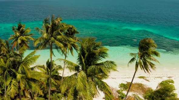 Tropical Island with Sandy Beach. Balabac, Palawan, Philippines