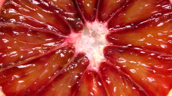 Extreme close-up of blood orange slice