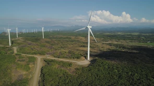 Solar Farm with Windmills. Philippines, Luzon