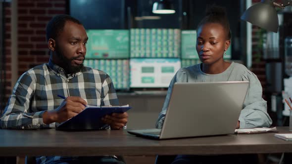 Man and Woman Doing Teamwork to Develop New Trade Sales