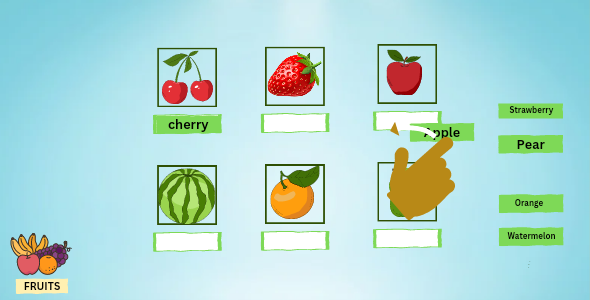 DRAG FRUIT NAME TO IMAGE GAME - HTML5 GAME