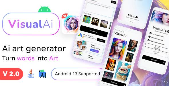 Ai Images Generator (V2- AUGUST) - VisualAI + Photo Editor Tools Android App