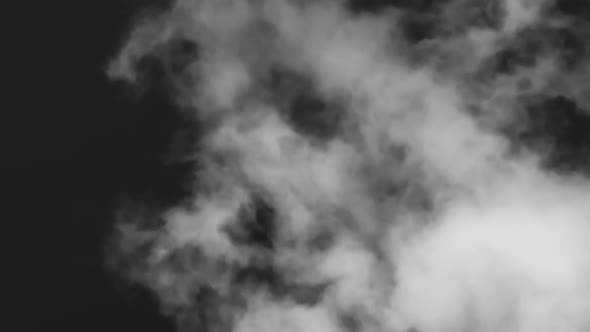 White Smoke Vertical Floating On A Black