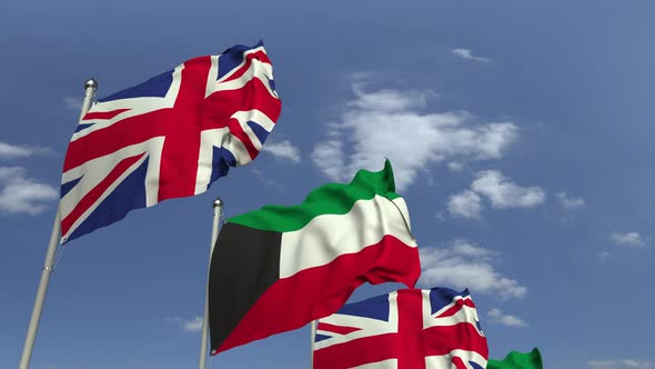 Flags of Kuwait and the United Kingdom alt