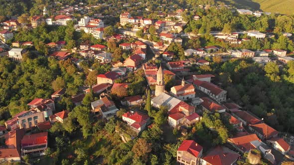 Aerial Drone Footage of the Signagi City of Love in Kakheti Region Georgia