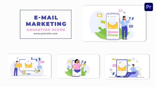 E Mail Marketing Vector Animation Scene