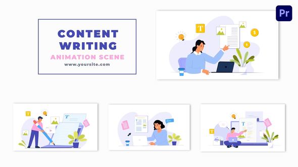 Content Writer 2D Flat Character Animation Scene