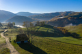 Aerial View of a Mountain Homestead in the Autumn in Early Morning Lights - PhotoDune Item for Sale