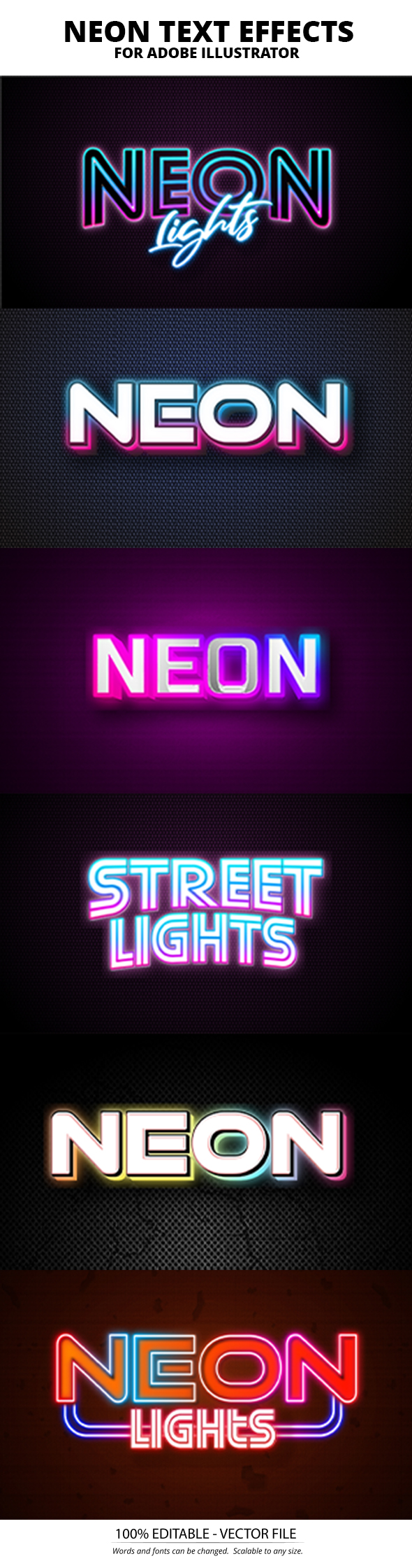 Neon - Editable Text Effects for Adobe Illustrator